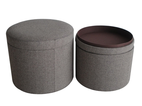 Homeroots 1" Gray Faux Leather Round Storage   274820