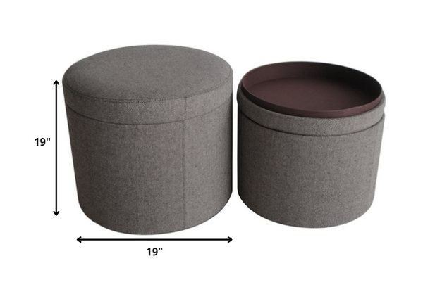 Homeroots 1" Gray Faux Leather Round Storage   274820