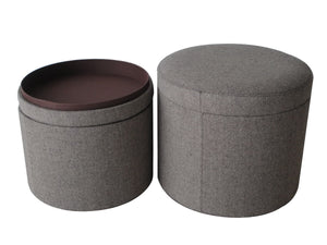 Homeroots 1" Gray Faux Leather Round Storage   274820