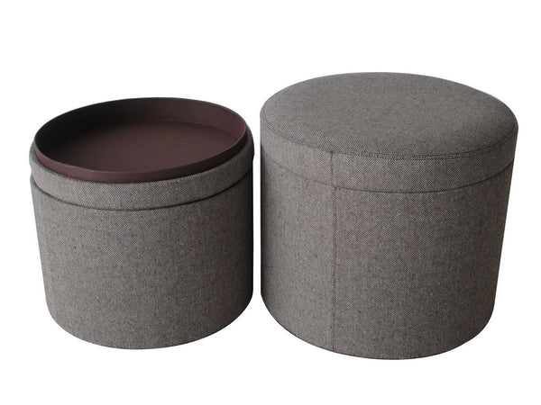 Homeroots 1" Gray Faux Leather Round Storage   274820