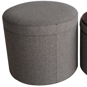 Homeroots 1" Gray Faux Leather Round Storage   274820