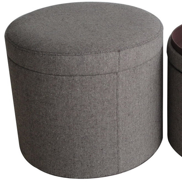 Homeroots 1" Gray Faux Leather Round Storage   274820