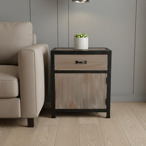HomeRoots 20" Rustic Brown Solid Wood End Table with Drawer – Stylish Storage for Living Room & Bedroom Spaces 274821