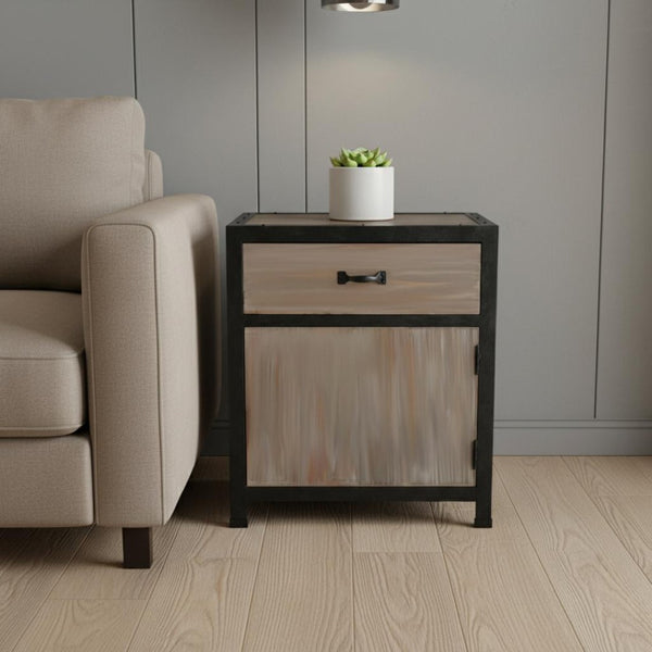 HomeRoots 20" Rustic Brown Solid Wood End Table with Drawer – Stylish Storage for Living Room & Bedroom Spaces 274821