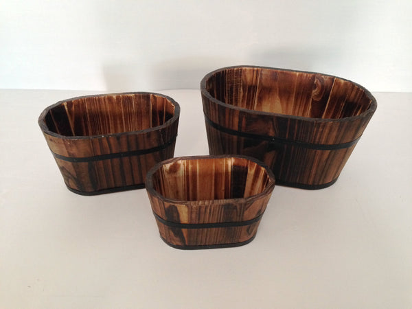 Homeroots 1" X 10" X 7" Brown, Wood Garden Planter - 3 Piece  Wood 274840