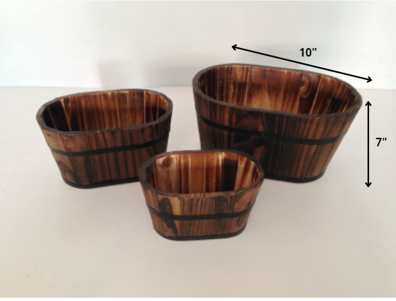 Homeroots 1" X 10" X 7" Brown, Wood Garden Planter - 3 Piece  Wood 274840