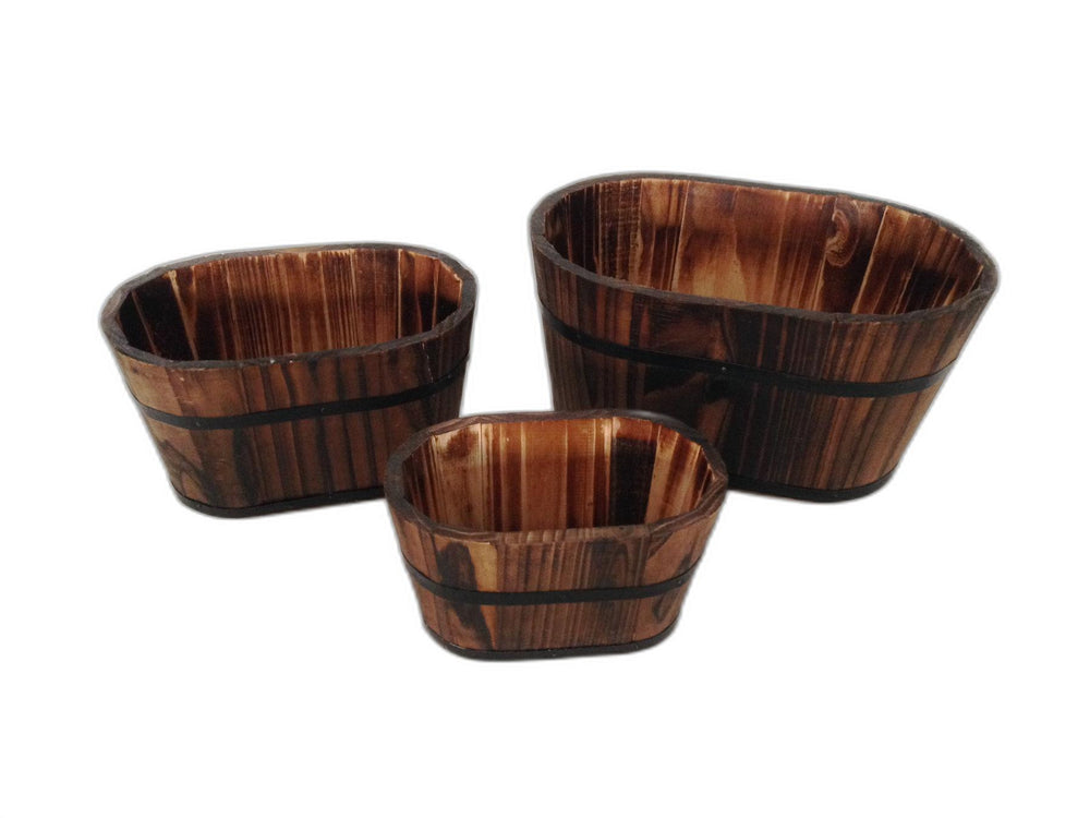 Homeroots 1" X 10" X 7" Brown, Wood Garden Planter - 3 Piece  Wood 274840