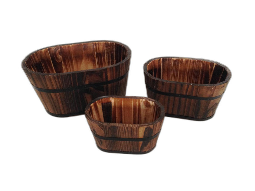 Homeroots 1" X 10" X 7" Brown, Wood Garden Planter - 3 Piece  Wood 274840