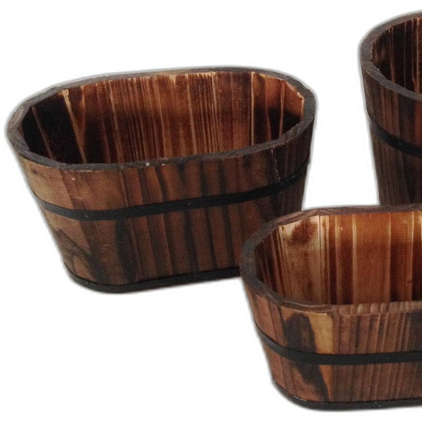 Homeroots 1" X 10" X 7" Brown, Wood Garden Planter - 3 Piece  Wood 274840