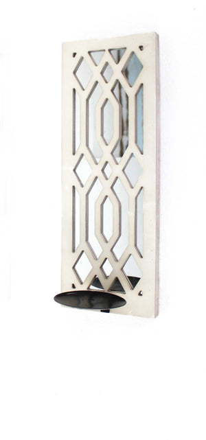 Homeroots 6" White Wood Wall Sconce Candle Holder   274848