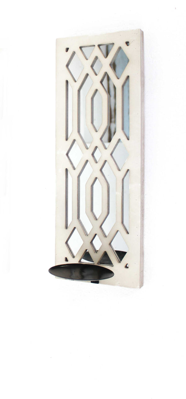 Homeroots 6" White Wood Wall Sconce Candle Holder   274848
