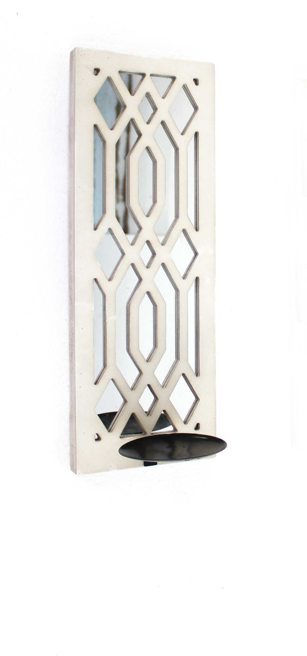 Homeroots 6" White Wood Wall Sconce Candle Holder   274848