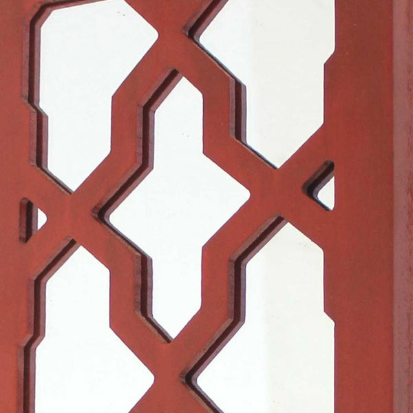 Homeroots 17 X 5 X 6 Red  Mirrored - Candle Holder Sconce   274849