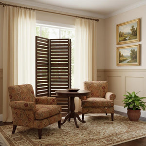 HomeRoots 63" Three-Panel Solid Wood Fortress Screen - Rustic Brown Elegance for Indoor & Outdoor Privacy 274852