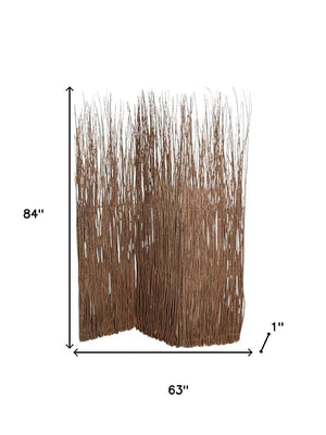 HomeRoots 63" Elegant Brown Willow Adirondack Screen - Three-Panel Room Divider for Stylish Privacy & Decor 274854