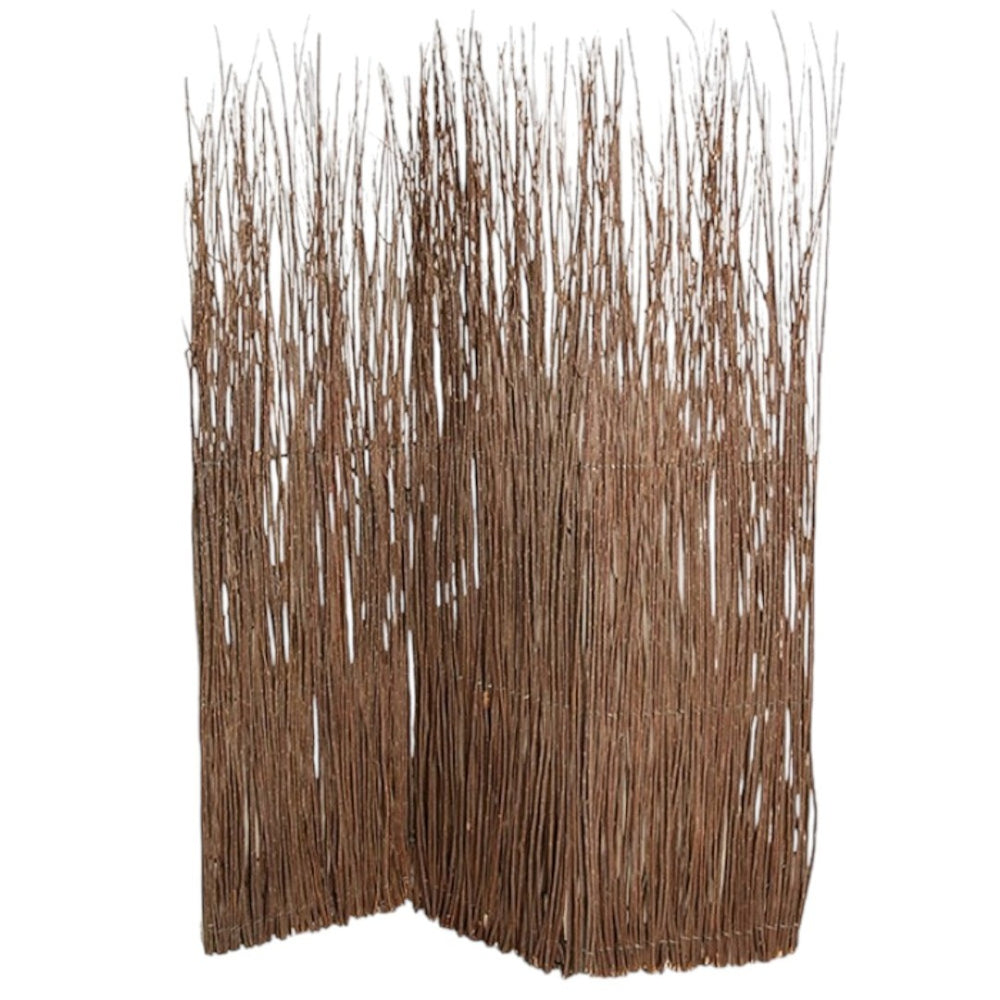 HomeRoots 63" Elegant Brown Willow Adirondack Screen - Three-Panel Room Divider for Stylish Privacy & Decor 274854