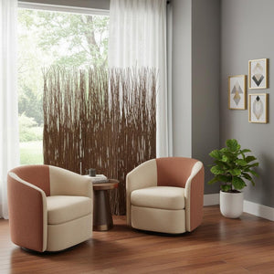 HomeRoots 63" Elegant Brown Willow Adirondack Screen - Three-Panel Room Divider for Stylish Privacy & Decor 274854