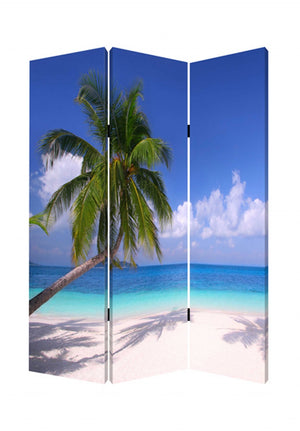 HomeRoots 48 Multi-Color Wood Canvas Folding Screen – Stylish Room Divider, Privacy Solution & Art Display 274857