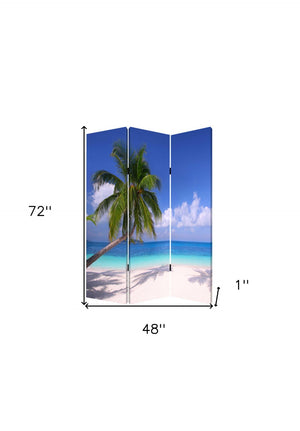 HomeRoots 48 Multi-Color Wood Canvas Folding Screen – Stylish Room Divider, Privacy Solution & Art Display 274857