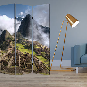 Homeroots 48" X 72" Multi Color Wood Canvas Machu Picchu  Screen  Cotton Canvas 274858