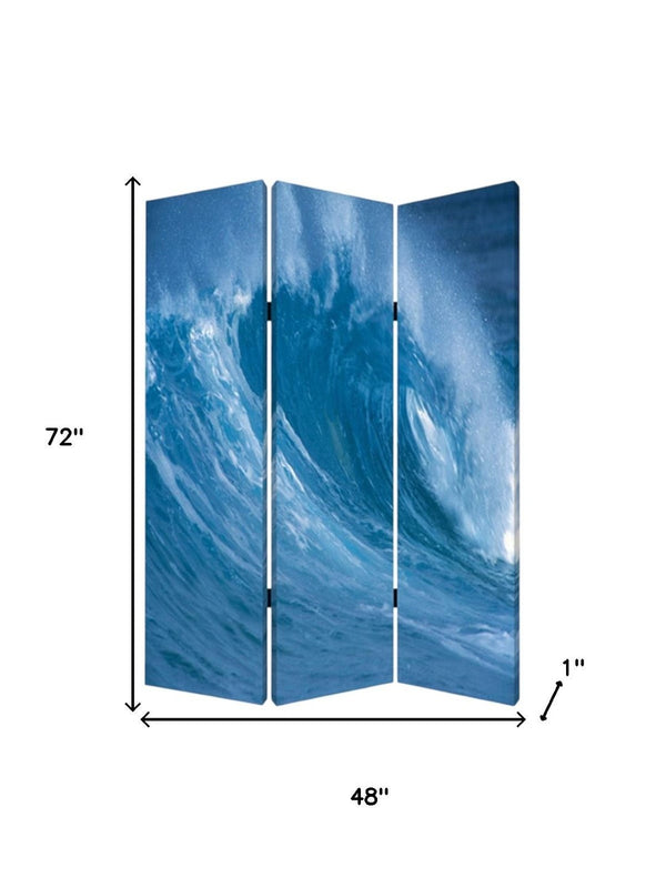 HomeRoots 48 Multi-Color Wave Canvas Folding Screen - Stylish Room Divider & Privacy Solution for Any Space 274862
