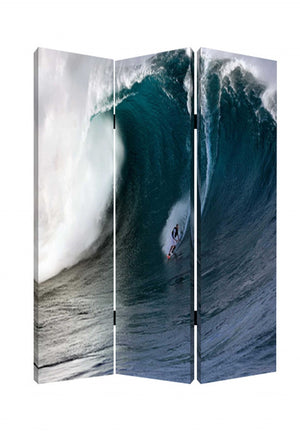 HomeRoots 48 Multi-Color Wave Canvas Folding Screen - Stylish Room Divider & Privacy Solution for Any Space 274862