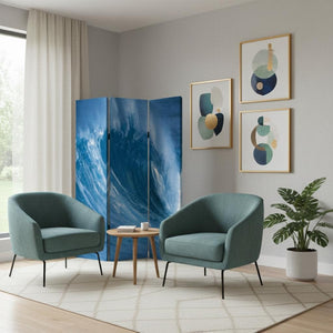 HomeRoots 48 Multi-Color Wave Canvas Folding Screen - Stylish Room Divider & Privacy Solution for Any Space 274862
