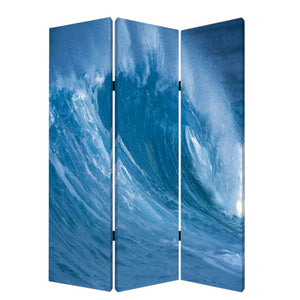 HomeRoots 48 Multi-Color Wave Canvas Folding Screen - Stylish Room Divider & Privacy Solution for Any Space 274862