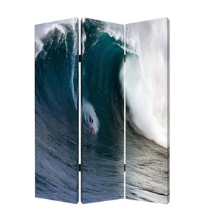 HomeRoots 48 Multi-Color Wave Canvas Folding Screen - Stylish Room Divider & Privacy Solution for Any Space 274862