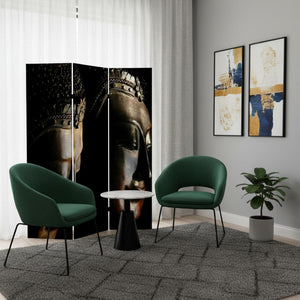 HomeRoots 48" Multi Color Wood Canvas Buddha Screen - Elegant Room Divider with Double-Sided Art Panels 274864