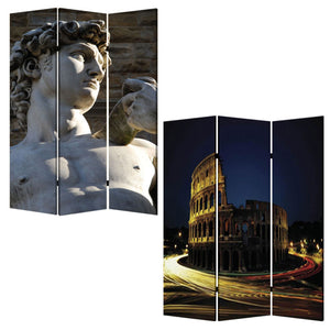 Homeroots 48" X 72" Multi Color Wood Canvas Rome  Screen  Cotton Canvas 274866
