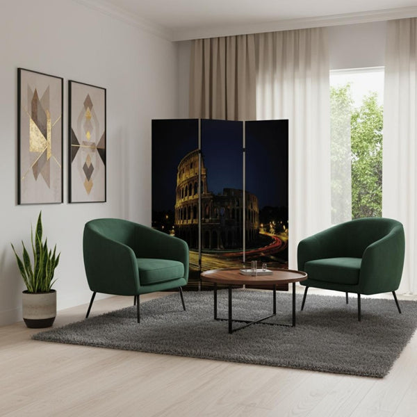 HomeRoots 48" Multi Color Wood Canvas Rome Folding Screen - Stylish Room Divider & Decorative Backdrop 274866