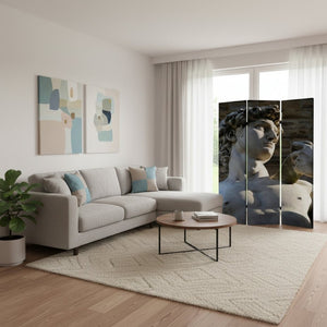 HomeRoots 48" Multi Color Wood Canvas Rome Folding Screen - Stylish Room Divider & Decorative Backdrop 274866