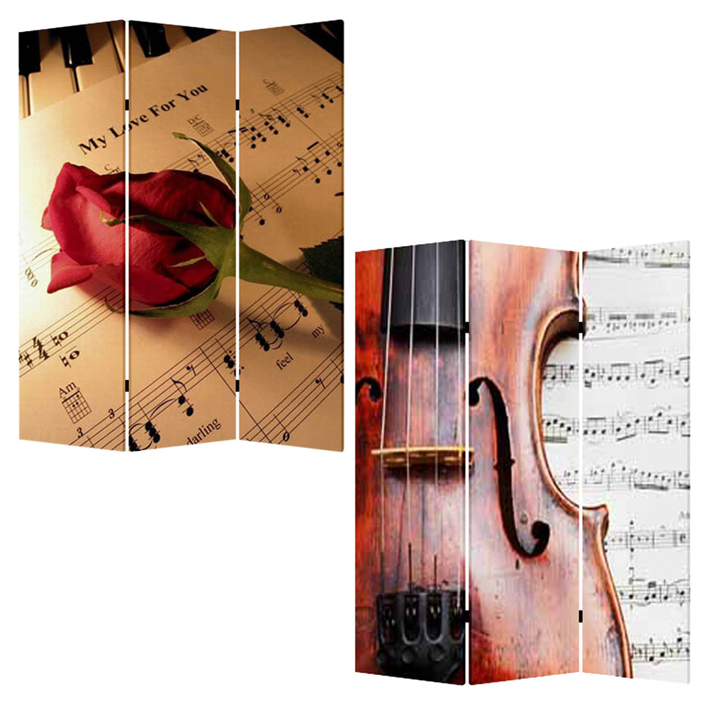Homeroots 48 X 72 Multi Color Wood Canvas Music  Screen  Cotton Canvas 274867