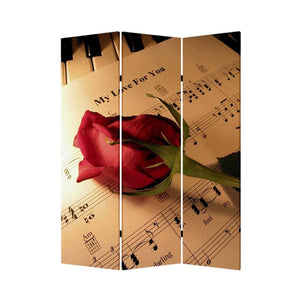 HomeRoots 48 Multi-Color Wood Canvas Music Folding Screen – Stylish Room Divider & Decorative Accent Piece 274867