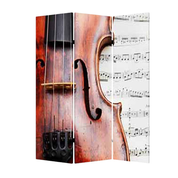 HomeRoots 48 Multi-Color Wood Canvas Music Folding Screen – Stylish Room Divider & Decorative Accent Piece 274867