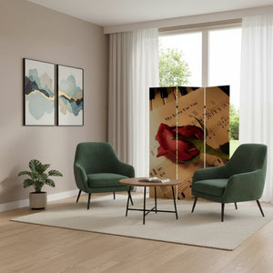 HomeRoots 48 Multi-Color Wood Canvas Music Folding Screen – Stylish Room Divider & Decorative Accent Piece 274867