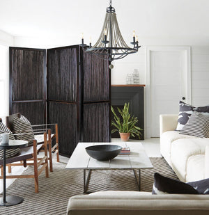 Homeroots Dark Wood And Water Hyacinth 3 Panel Room Divider Screen  Wood 274870