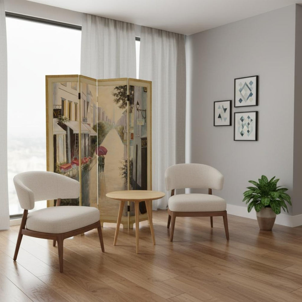 HomeRoots 72" Beige Folding Screen Room Divider - Stylish Three-Panel Privacy Decor for Any Space 274871