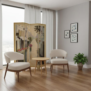HomeRoots 72" Beige Folding Screen Room Divider - Stylish Three-Panel Privacy Decor for Any Space 274871