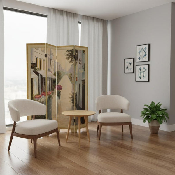 HomeRoots 72" Beige Folding Screen Room Divider - Stylish Three-Panel Privacy Decor for Any Space 274871