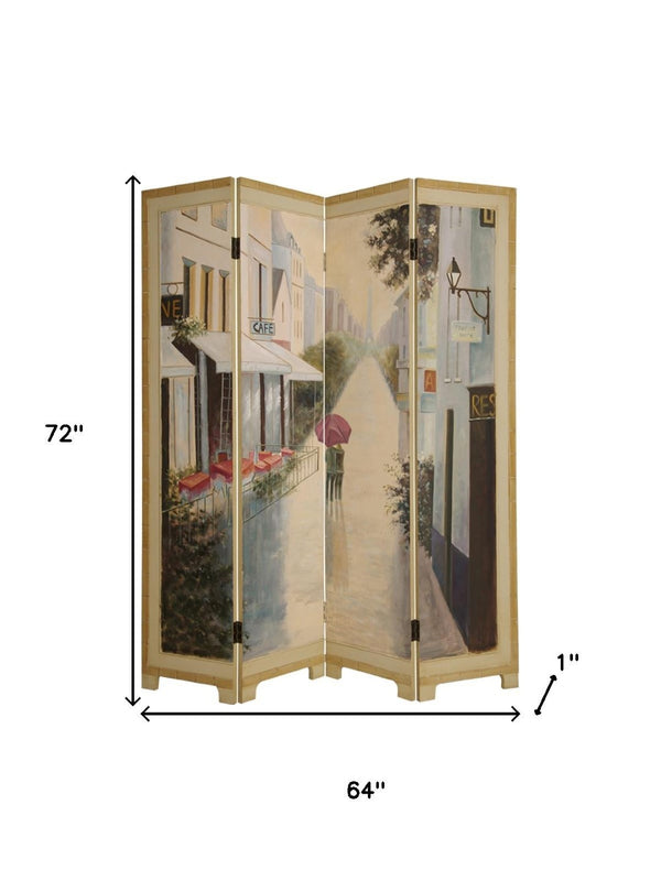 HomeRoots 72" Beige Folding Screen Room Divider - Stylish Three-Panel Privacy Decor for Any Space 274871