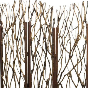 Homeroots 70" Brown Wood Branches Folding Three Panel Screen Room Divider  Wood 274875