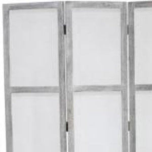 HomeRoots 53" Gray Wood Breezer Mesh Screen - Handcrafted 3-Panel Room Divider for Stylish Privacy & Airflow 274877