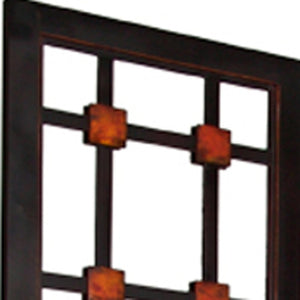 HomeRoots 84" Elegant Brown Wood Folding Room Divider with Modern Glass Panels for Stylish Privacy & Space Definition 274878