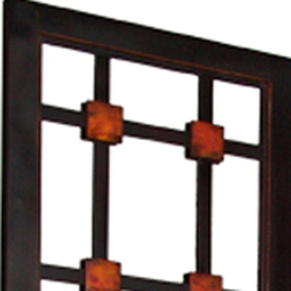 HomeRoots 84" Elegant Brown Wood Folding Room Divider with Modern Glass Panels for Stylish Privacy & Space Definition 274878