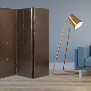 Homeroots 60" X 72" Brown Faux Leather  Screen  Faux Leather 274879