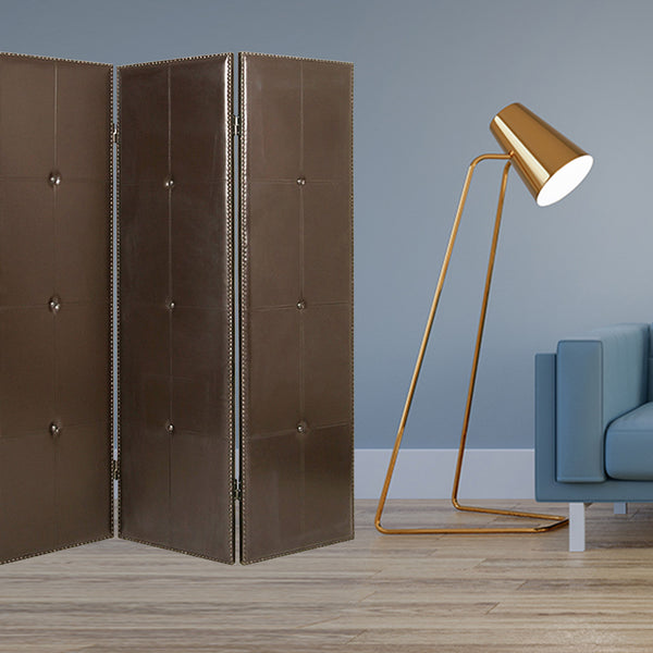 Homeroots 60" X 72" Brown Faux Leather  Screen  Faux Leather 274879