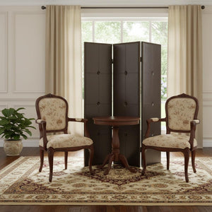 HomeRoots 60" Brown Faux Leather Folding Room Divider Screen - Elegant 3-Panel Design with Antique Brass Accents 274879