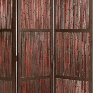HomeRoots 60" Cherry Wood Folding Screen - Stylish Room Divider with Durable Bamboo Panels for Any Space 274880